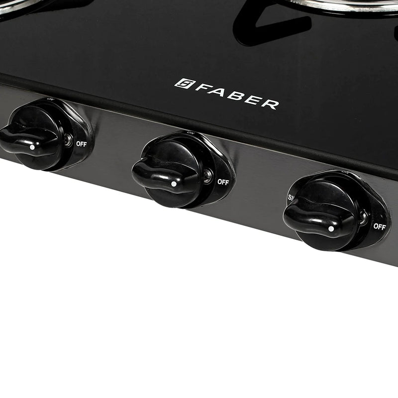 Faber Cooktop Jumbo 3BB BK – 3 Burner Manual Gas Cooktop with Brass Burners & Jumbo Burner | MS Powder Coated Finish-5