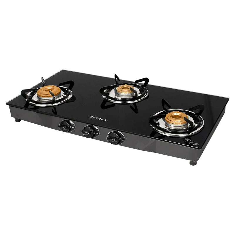 Faber Cooktop Jumbo 3BB BK – 3 Burner Manual Gas Cooktop with Brass Burners & Jumbo Burner | MS Powder Coated Finish-3