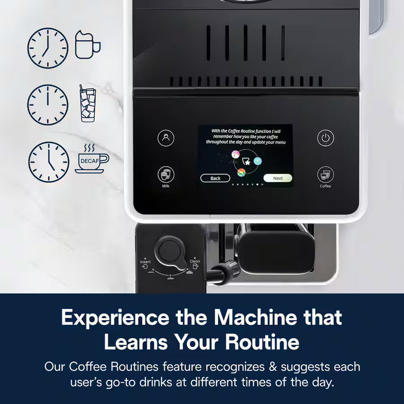 De’Longhi Rivelia Automatic Coffee Machine (EXAM440.55 Series) – 18+ One-Touch Drinks, Dual Bean Hoppers & LatteCrema System (Black/Grey/White)-18