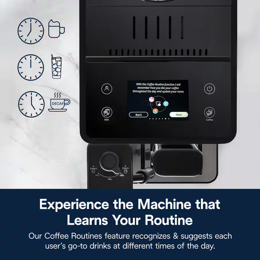 De’Longhi Rivelia Automatic Coffee Machine (EXAM440.55 Series) – 18+ One-Touch Drinks, Dual Bean Hoppers & LatteCrema System (Black/Grey/White)-28