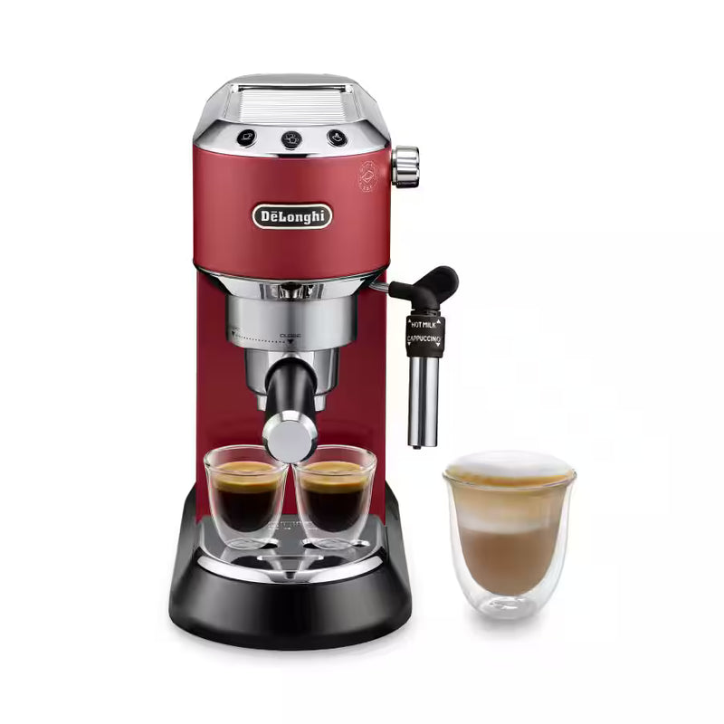 De’Longhi Dedica EC685 Series – Manual Espresso Machine with Cappuccino System, 15 Bar Pressure, Thermoblock Heating (Black, Grey, Red & White)-7