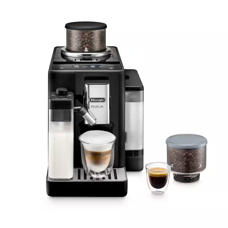 De’Longhi Rivelia Automatic Coffee Machine (EXAM440.55 Series) – 18+ One-Touch Drinks, Dual Bean Hoppers & LatteCrema System (Black/Grey/White)-2