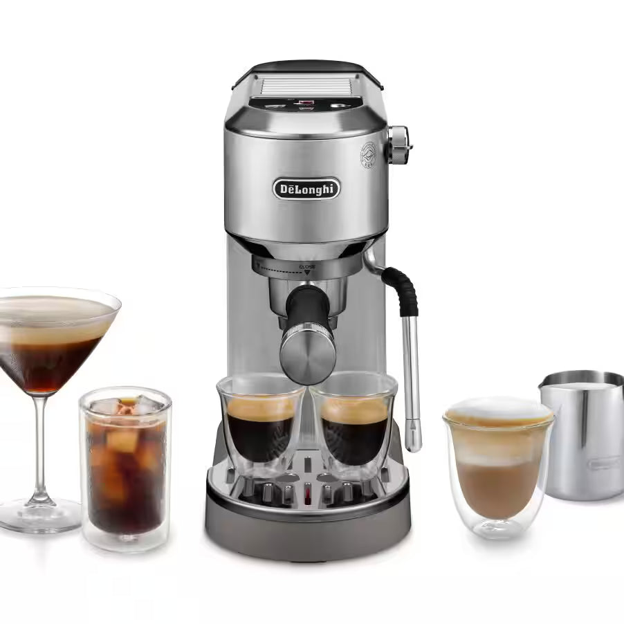 De’Longhi Dedica Duo EC890 Manual Espresso Machine – 15 Bar, Digital Touch, Cold Brew, Steam Wand (Pink / Green / Stainless Steel / White)-1