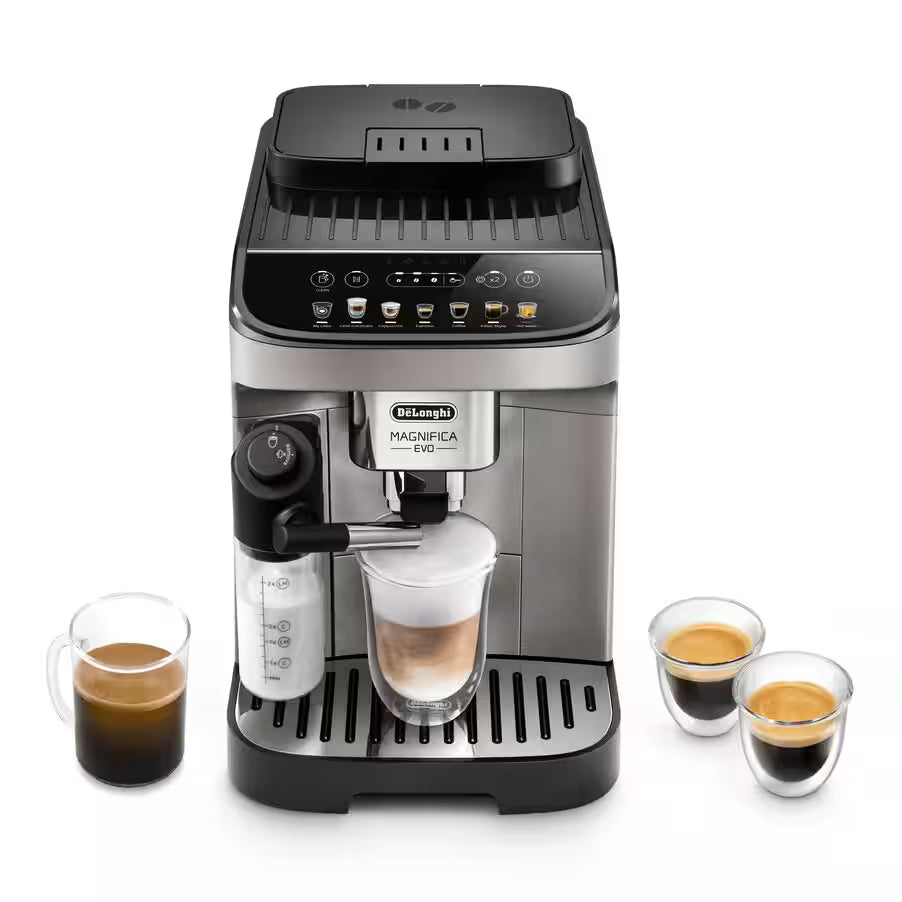 De’Longhi Magnifica Evo ECAM290.81.TB – Automatic Coffee Machine with LatteCrema, 7 One-Touch Drinks & Grinder (Titanium)-1