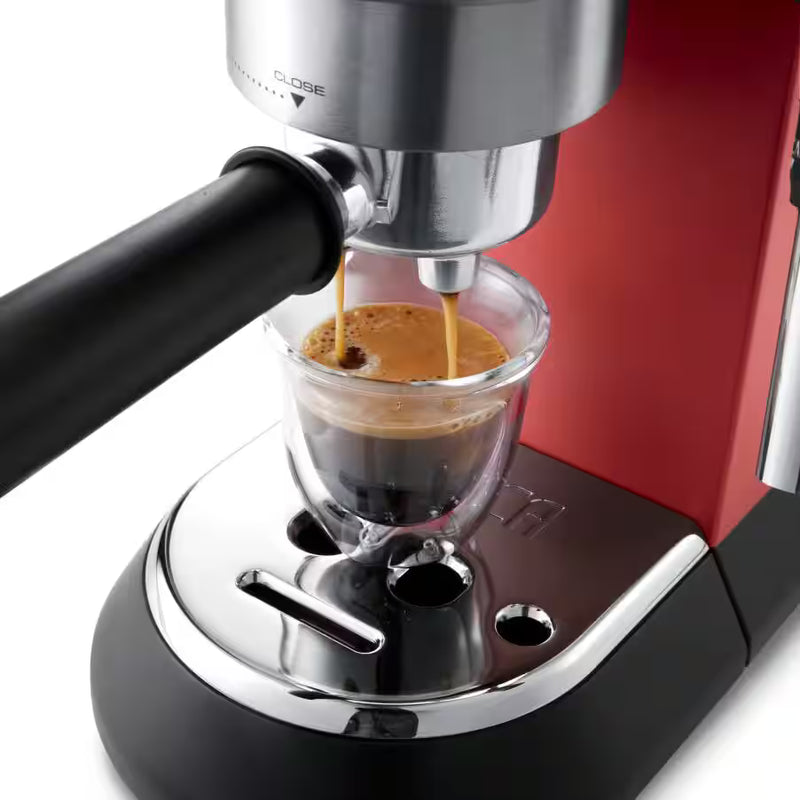 De’Longhi Dedica EC685 Series – Manual Espresso Machine with Cappuccino System, 15 Bar Pressure, Thermoblock Heating (Black, Grey, Red & White)-8