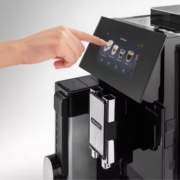 De’Longhi Maestosa EPAM960.75.GLM – Luxury Automatic Coffee Machine with Dual Bean System, 5” Touch Display & LatteCrema (Metal Black)