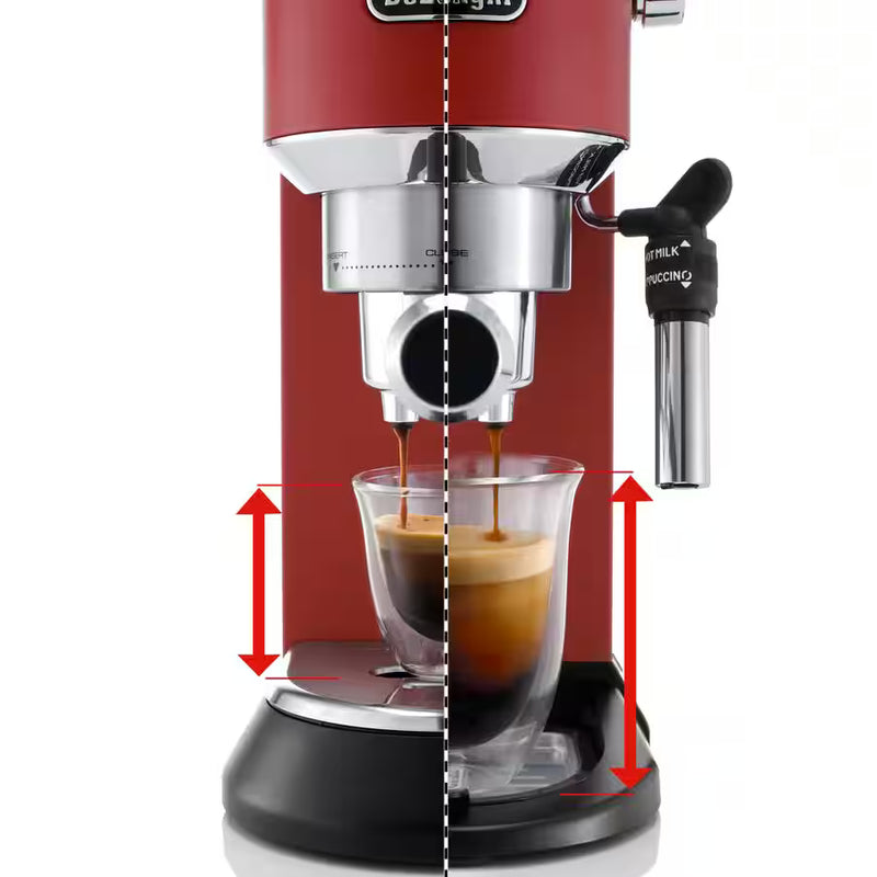 De’Longhi Dedica EC685 Series – Manual Espresso Machine with Cappuccino System, 15 Bar Pressure, Thermoblock Heating (Black, Grey, Red & White)-11
