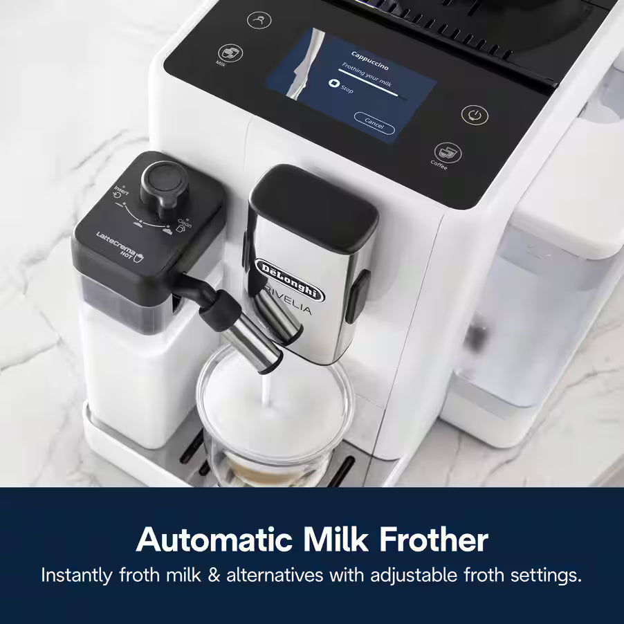 De’Longhi Rivelia Automatic Coffee Machine (EXAM440.55 Series) – 18+ One-Touch Drinks, Dual Bean Hoppers & LatteCrema System (Black/Grey/White)-12