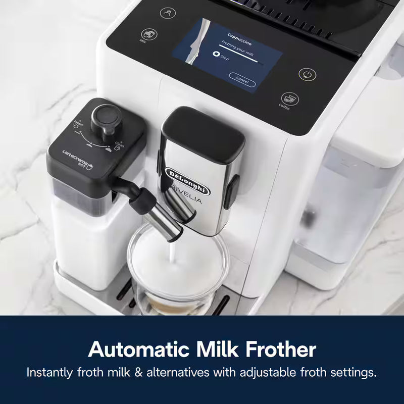 De’Longhi Rivelia Automatic Coffee Machine (EXAM440.55 Series) – 18+ One-Touch Drinks, Dual Bean Hoppers & LatteCrema System (Black/Grey/White)-12