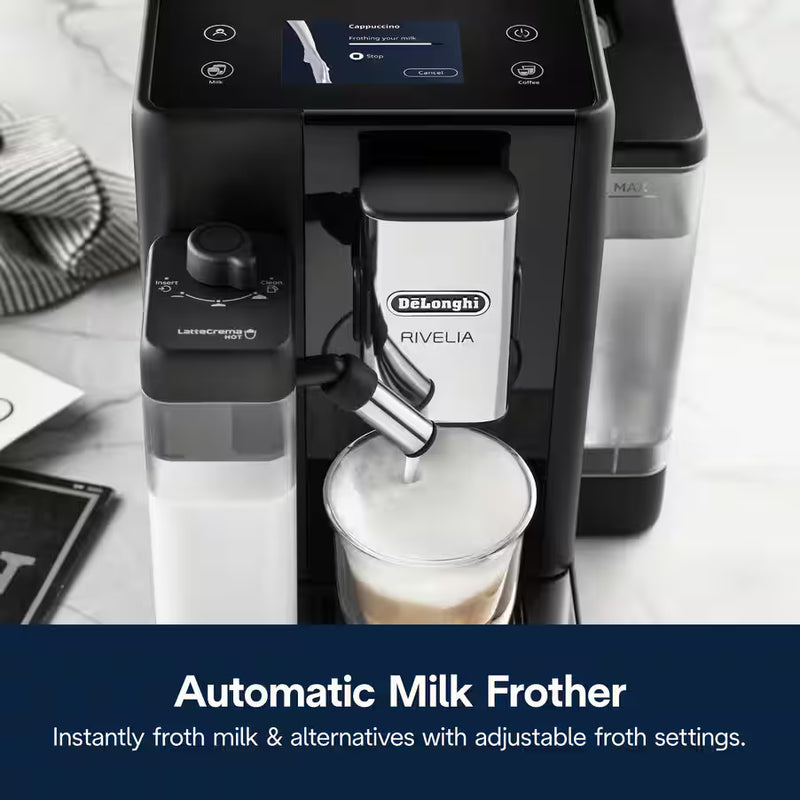 De’Longhi Rivelia Automatic Coffee Machine (EXAM440.55 Series) – 18+ One-Touch Drinks, Dual Bean Hoppers & LatteCrema System (Black/Grey/White)-22