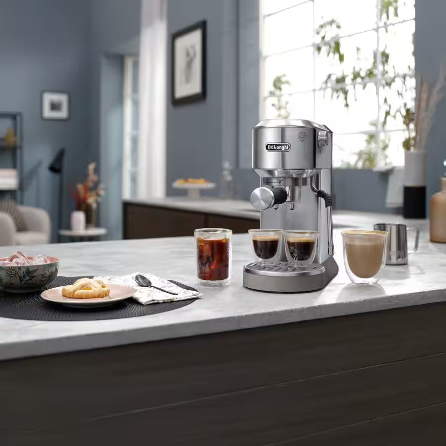 De’Longhi Dedica Duo EC890 Manual Espresso Machine – 15 Bar, Digital Touch, Cold Brew, Steam Wand (Pink / Green / Stainless Steel / White)-9