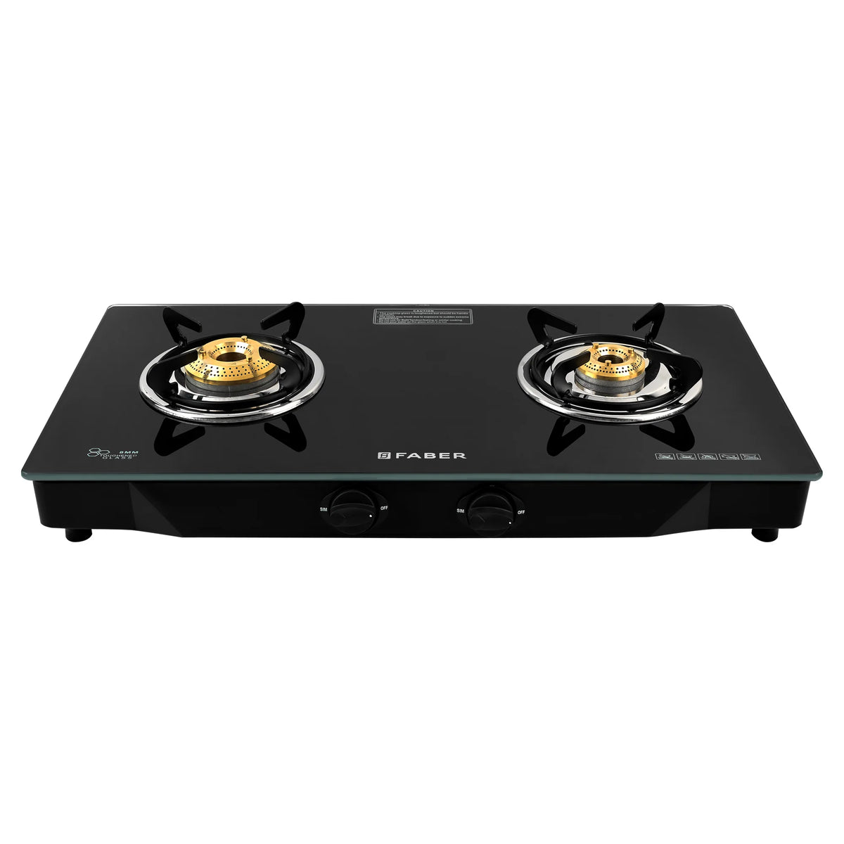 Faber HOB Cooktop Jumbo 2BB BK – 2 Burner Built-in Gas Hob with Brass Burners & Jumbo Burner | Manual Ignition | MS Powder Coated Finish