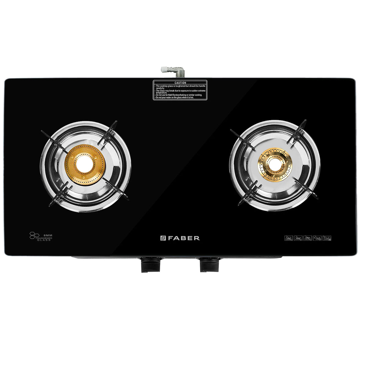 Faber HOB Cooktop Jumbo 2BB BK – 2 Burner Built-in Gas Hob with Brass Burners & Jumbo Burner | Manual Ignition | MS Powder Coated Finish-2