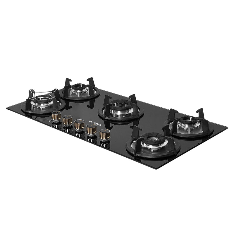 Faber Superia HT905 BR AI N 90 cm Built-In Gas Hob  5 Brass Burners, Auto-Electric Ignition & Toughened Black Glass-6