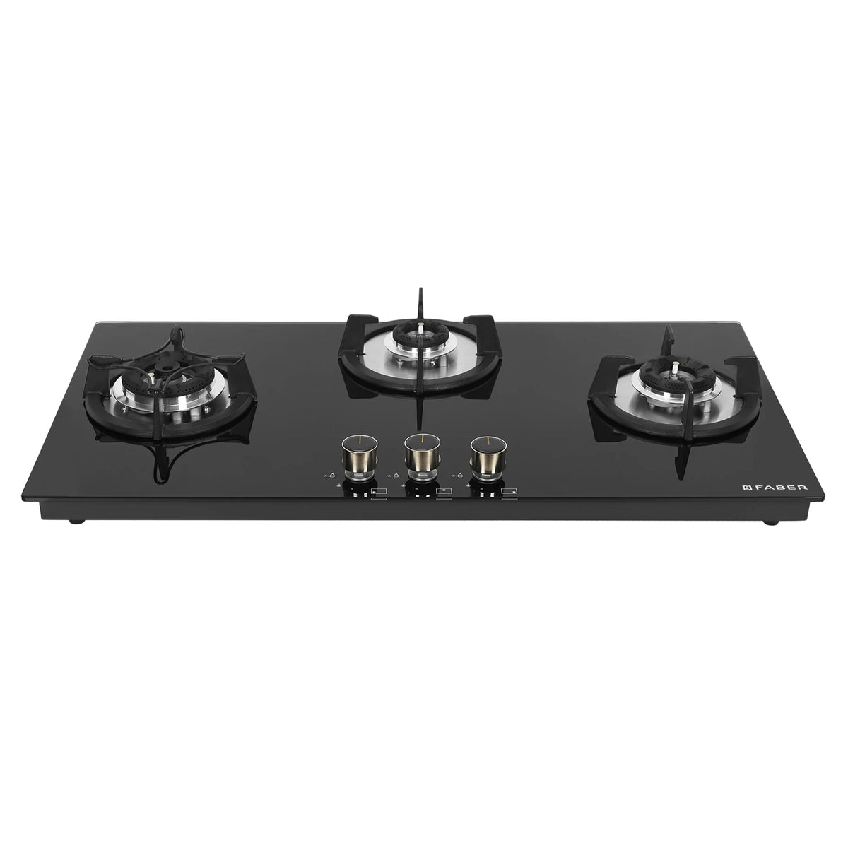 Faber HOB SUPERIA HT903 BR AI N – 3-Burner Brass Gas Hob, Toughened Black Glass, Auto Ignition, 90cm-10