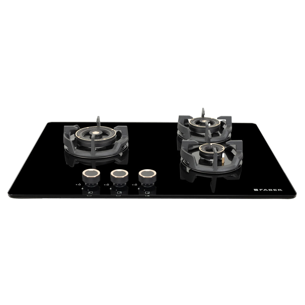Faber Hob Experia HT703 ALU AI 70 cm Built-In Gas Hob – 3 Brass Burners, Auto Electric Ignition & Premium Glass Surface-1