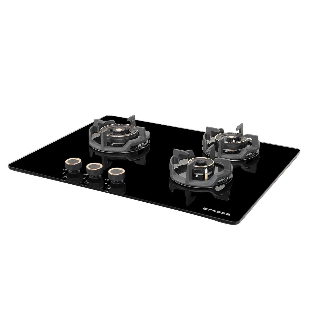 Faber Hob Experia HT703 ALU AI 70 cm Built-In Gas Hob – 3 Brass Burners, Auto Electric Ignition & Premium Glass Surface-4