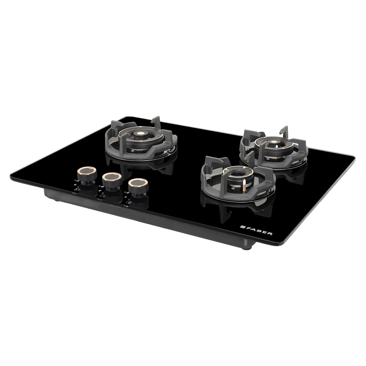 Faber Hob Experia HT703 ALU AI 70 cm Built-In Gas Hob – 3 Brass Burners, Auto Electric Ignition & Premium Glass Surface-3
