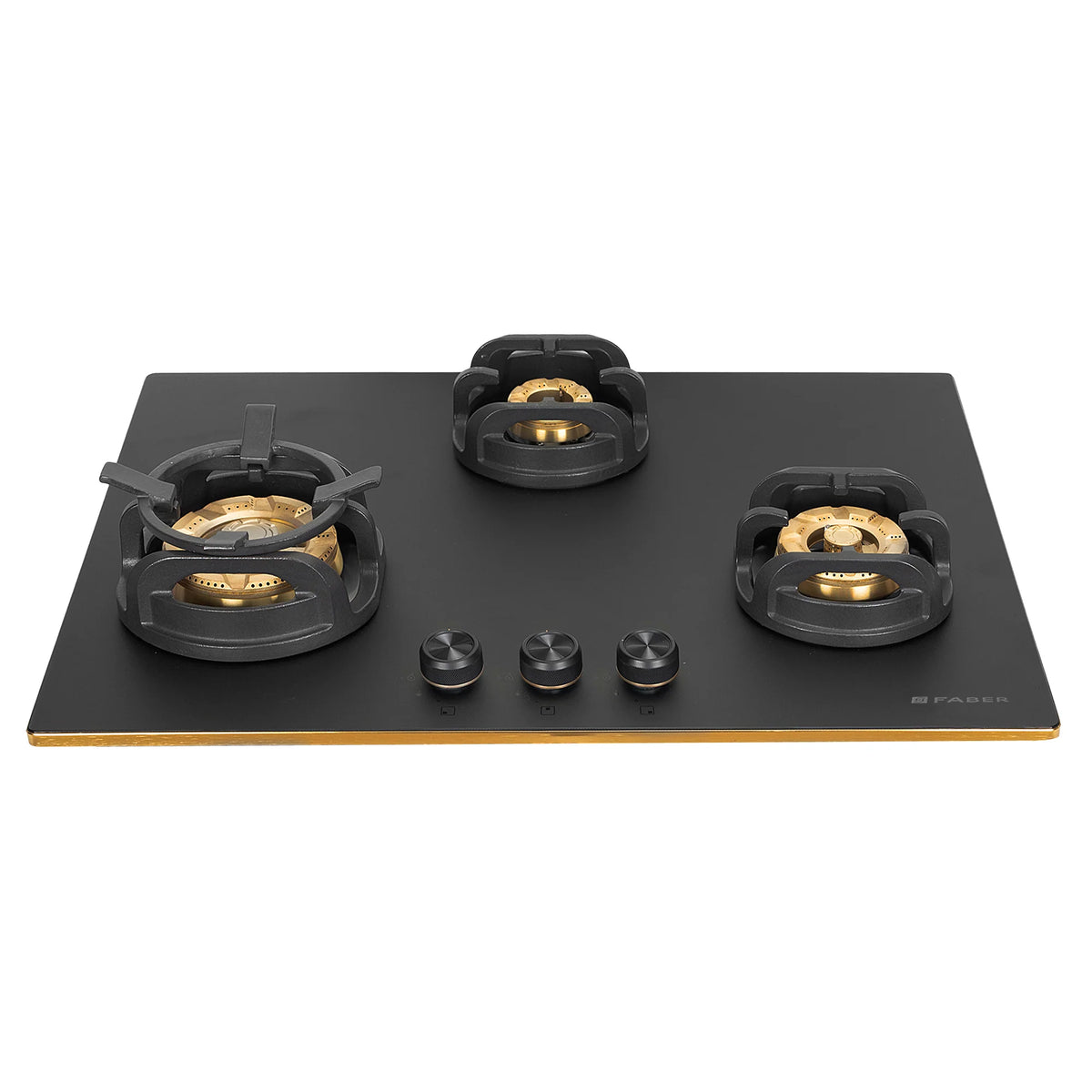 Faber Hob Verona HD723 CI FFD AI 72 cm Built-In Gas Hob – 3 Brass Burners, Flame Failure Safety & Cast Iron Pan Supports