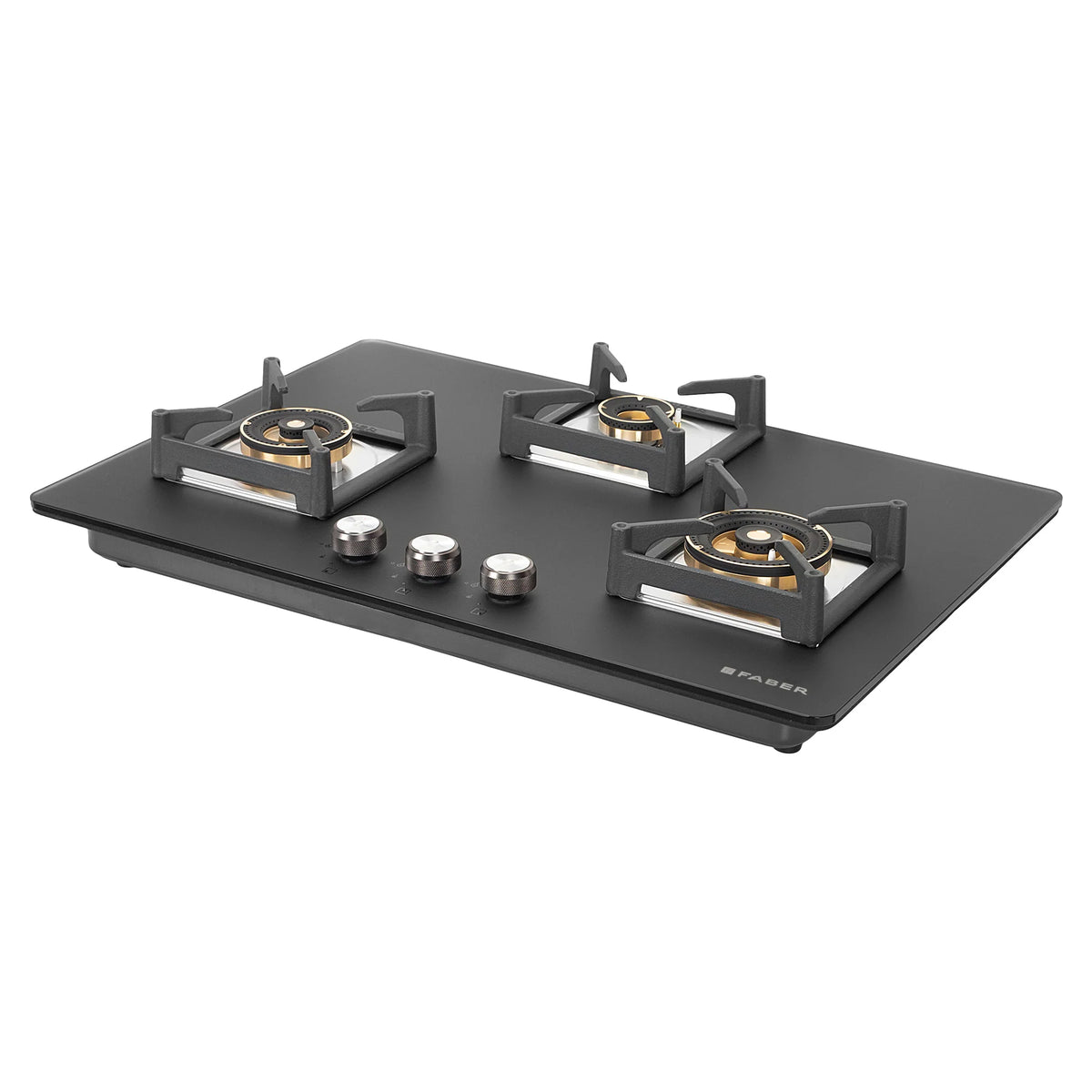 Faber Hob Bella HT 753 BR AI FFDD 75 cm Built-In Gas Hob – 3 Brass Burners, Dual Flame Failure Safety & Auto Electric Ignition