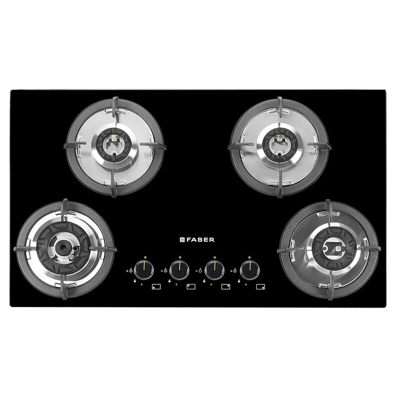 Faber HOB SUPERIA HT764 BR AI N – 4-Burner Brass Gas Hob, Toughened Black Glass, Auto Ignition, 76cm-10
