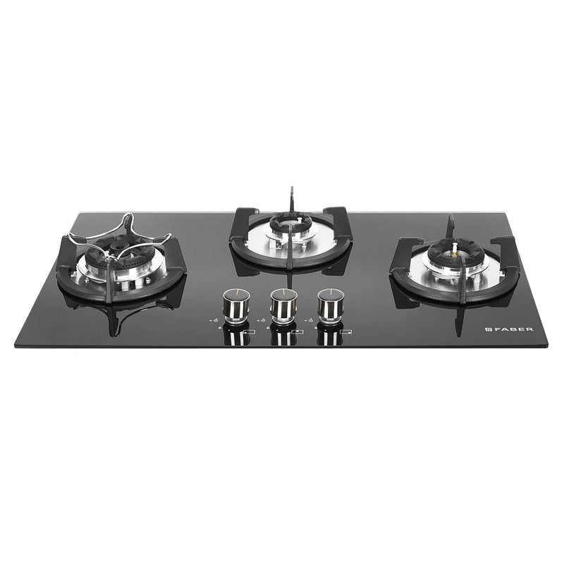 Faber HOB SUPERIA HT763 BR AI N – 3-Burner Brass Gas Hob, Toughened Black Glass, Auto Ignition, 76cm-3