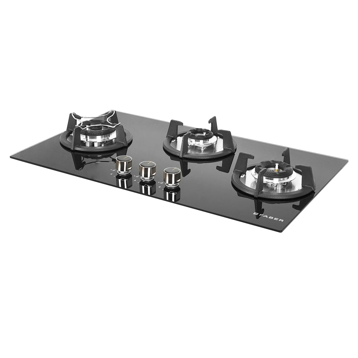 Faber HOB SUPERIA HT763 BR AI N – 3-Burner Brass Gas Hob, Toughened Black Glass, Auto Ignition, 76cm-13