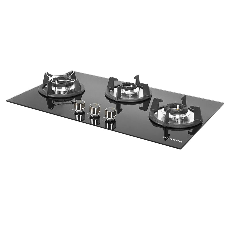Faber HOB SUPERIA HT763 BR AI N – 3-Burner Brass Gas Hob, Toughened Black Glass, Auto Ignition, 76cm-13