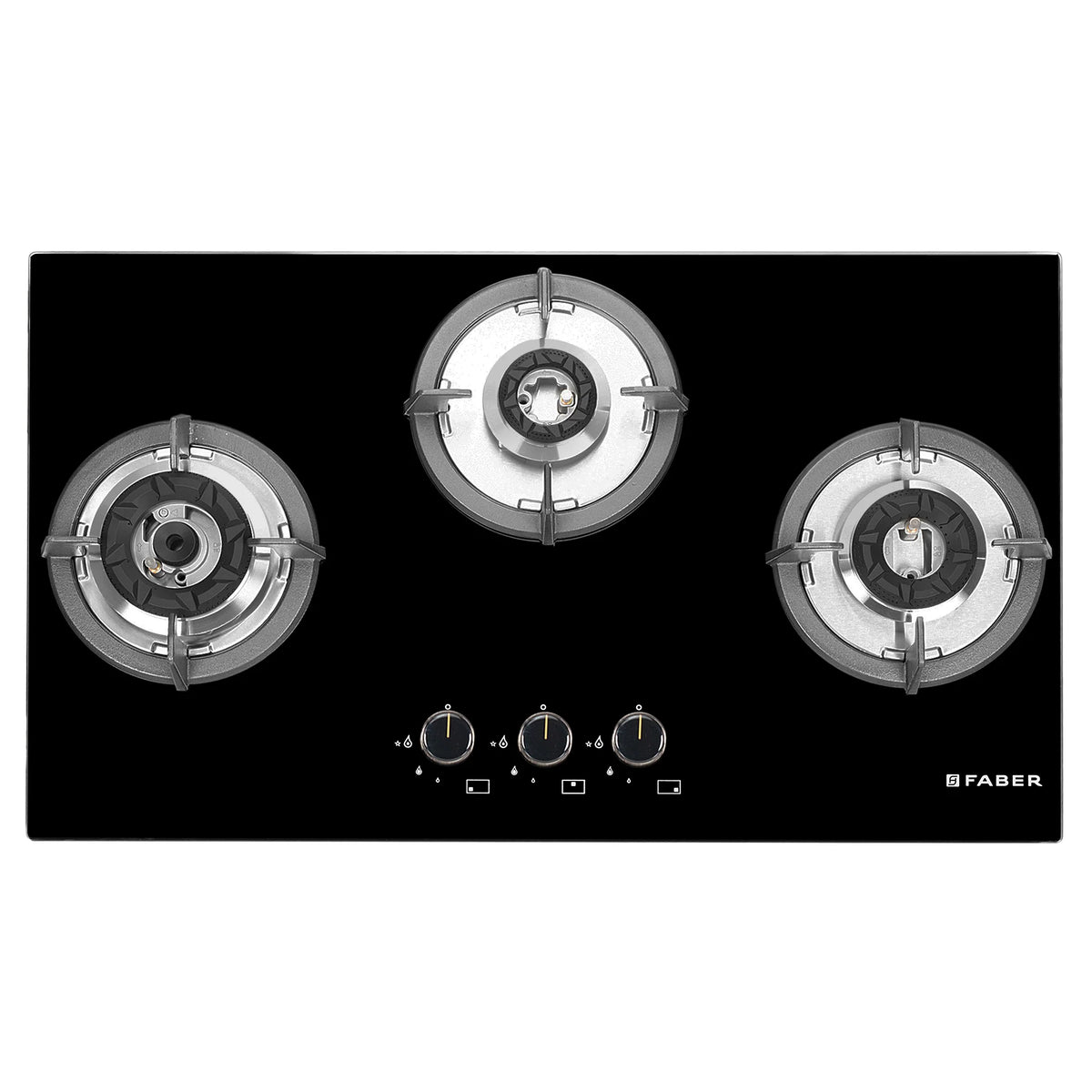 Faber HOB SUPERIA HT763 BR AI N – 3-Burner Brass Gas Hob, Toughened Black Glass, Auto Ignition, 76cm-9