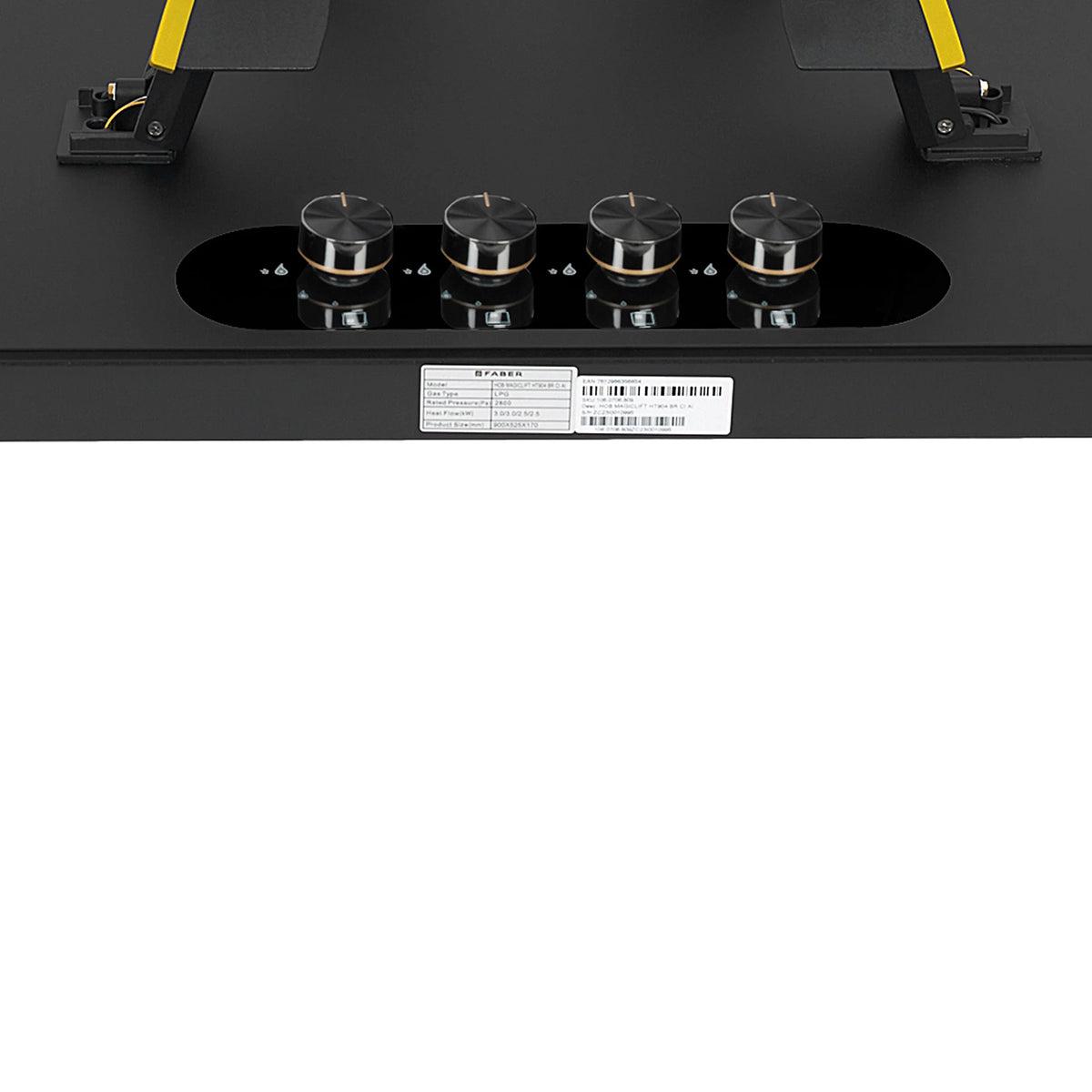 Faber Magiclift HT904 BR CI AI 90 cm Built-In Gas Hob – 4 Burners, Liftable Easy-Clean Design & Flame Failure Safety