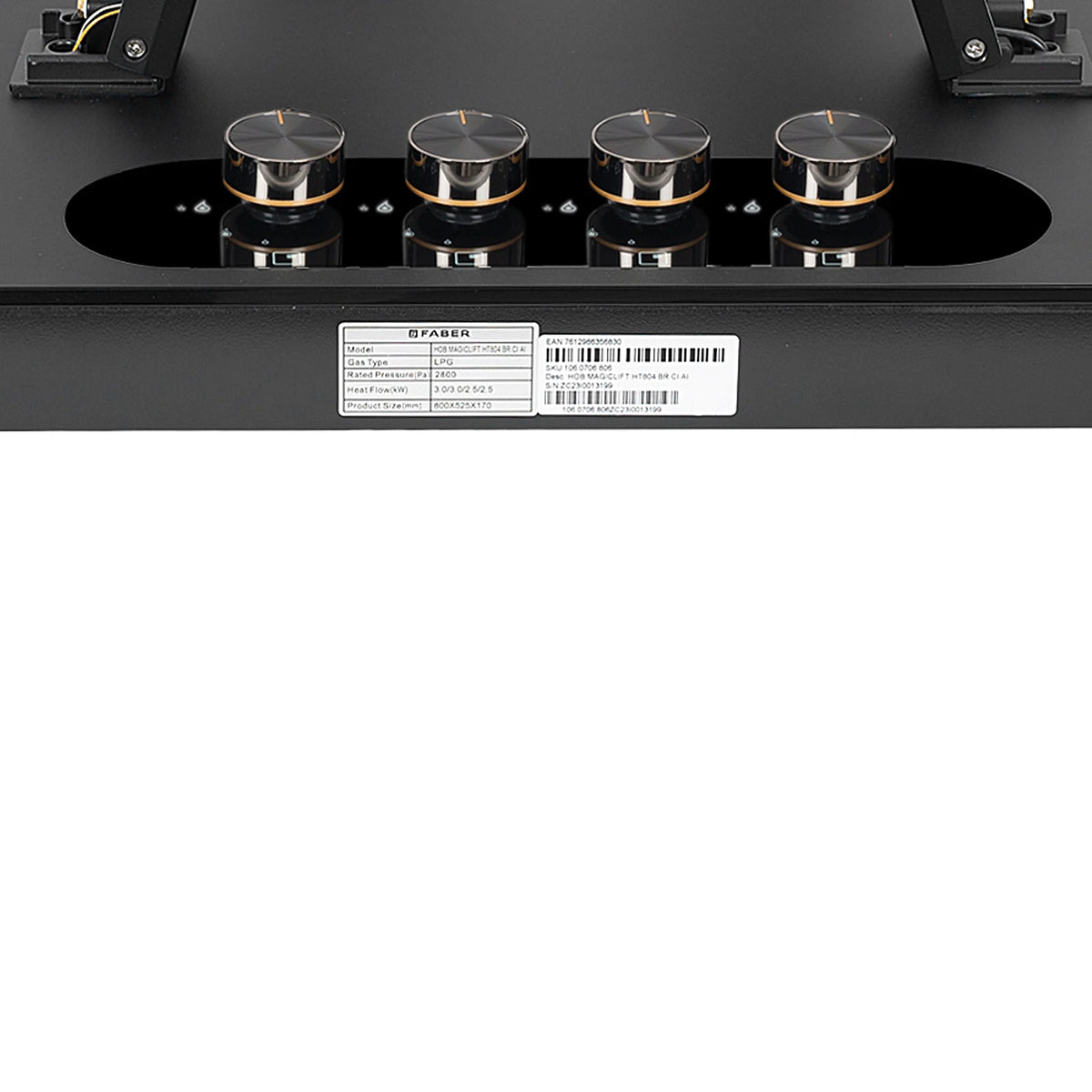 Faber Magiclift HT804 BR CI AI 80 cm Built-In Gas Hob – 4 Burners, Liftable Easy-Clean Design & Flame Failure Safety-2