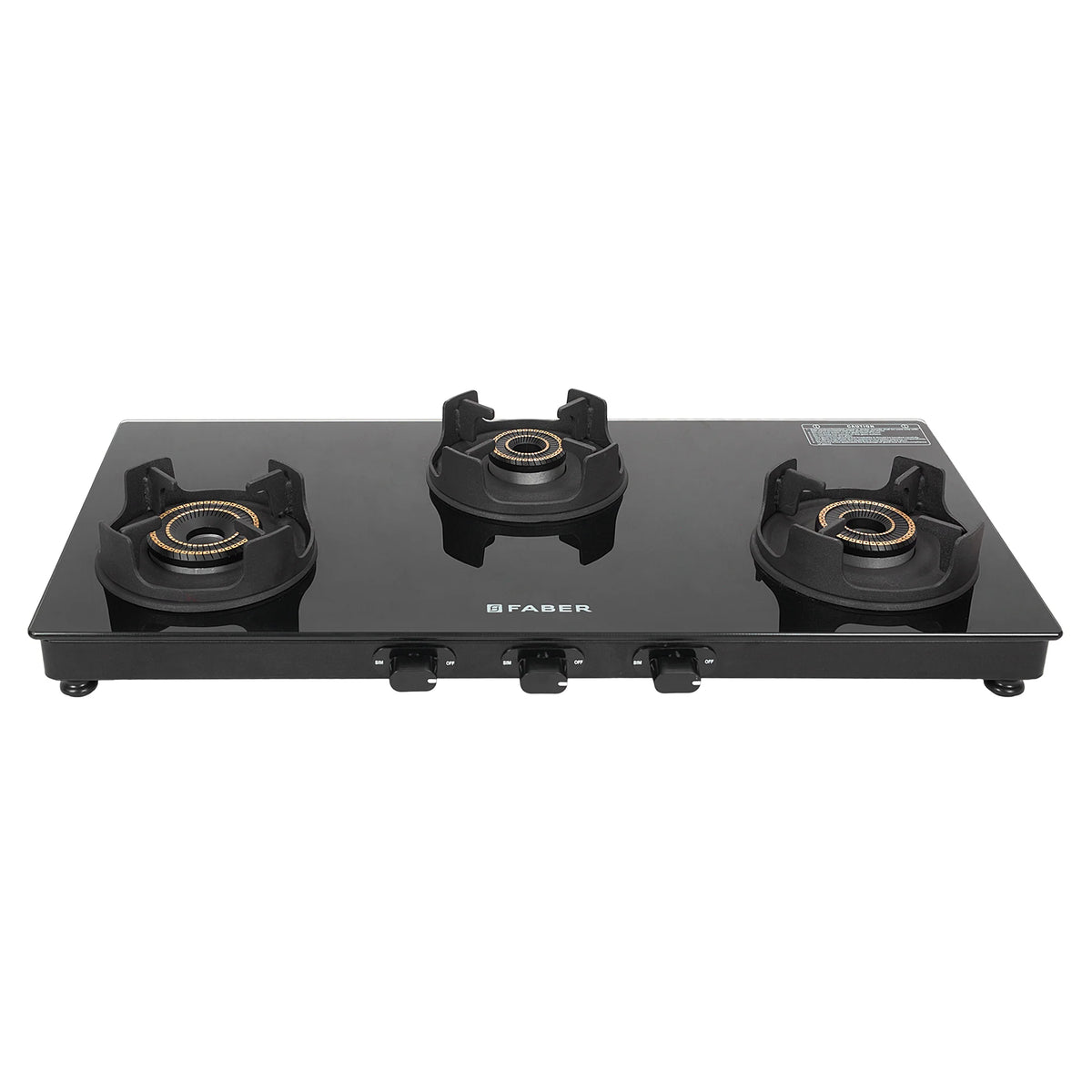 Faber HOB Cooktop Virat HD 3BB BK – 3 Burner Built-in Gas Hob with Brass Burners & Jumbo Burner | Tempered Glass Finish | Manual Ignition