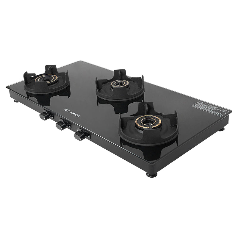 Faber HOB Cooktop Virat HD 3BB BK – 3 Burner Built-in Gas Hob with Brass Burners & Jumbo Burner | Tempered Glass Finish | Manual Ignition-5