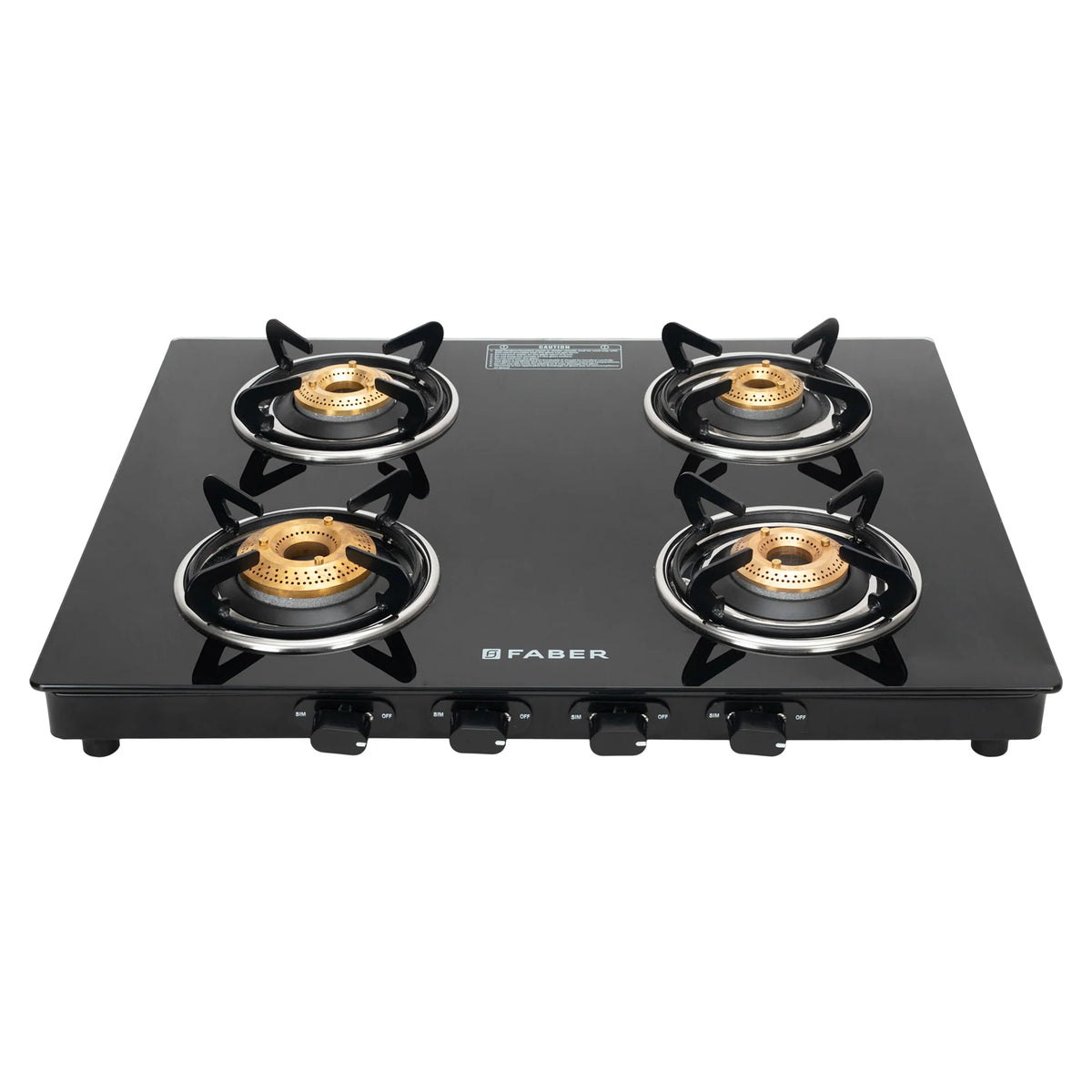 Faber Cooktop Spark 4BB BK – 4 Burner Gas Cooktop with Brass Burners & Jumbo Burner | 6mm Toughened Glass | Manual Ignition-5