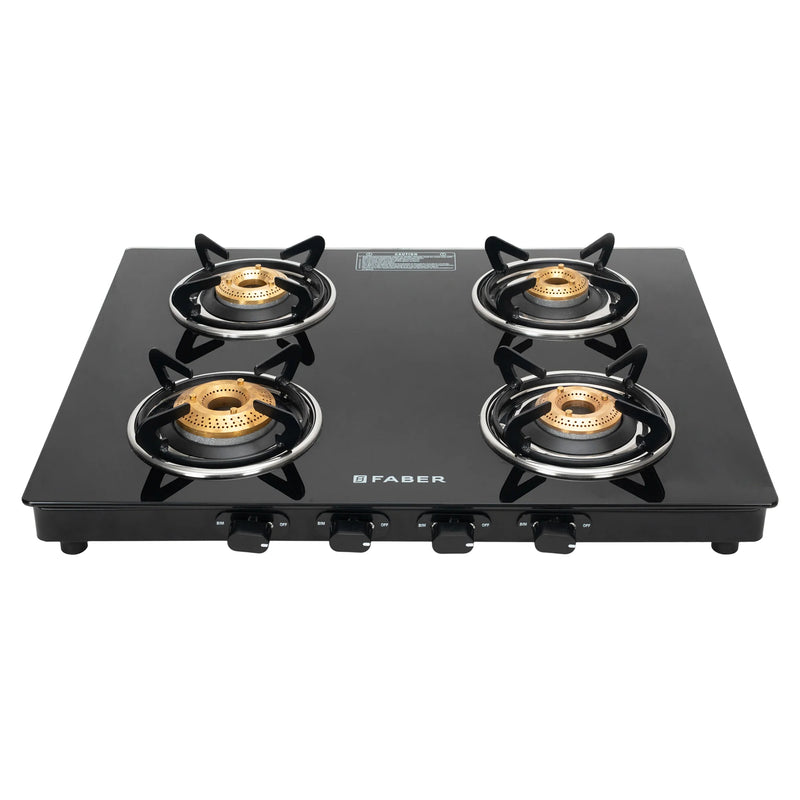 Faber Cooktop Spark 4BB BK – 4 Burner Gas Cooktop with Brass Burners & Jumbo Burner | 6mm Toughened Glass | Manual Ignition-5