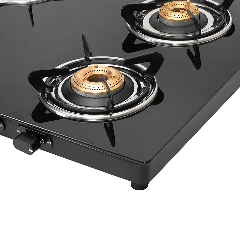 Faber Cooktop Spark 4BB BK – 4 Burner Gas Cooktop with Brass Burners & Jumbo Burner | 6mm Toughened Glass | Manual Ignition-9