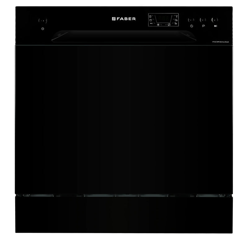 Faber FFSD 6PR 8S Ace Black Dishwasher – 8 Place Settings, 6 Wash Programs, Black Finish, Half Load, LED Display-1