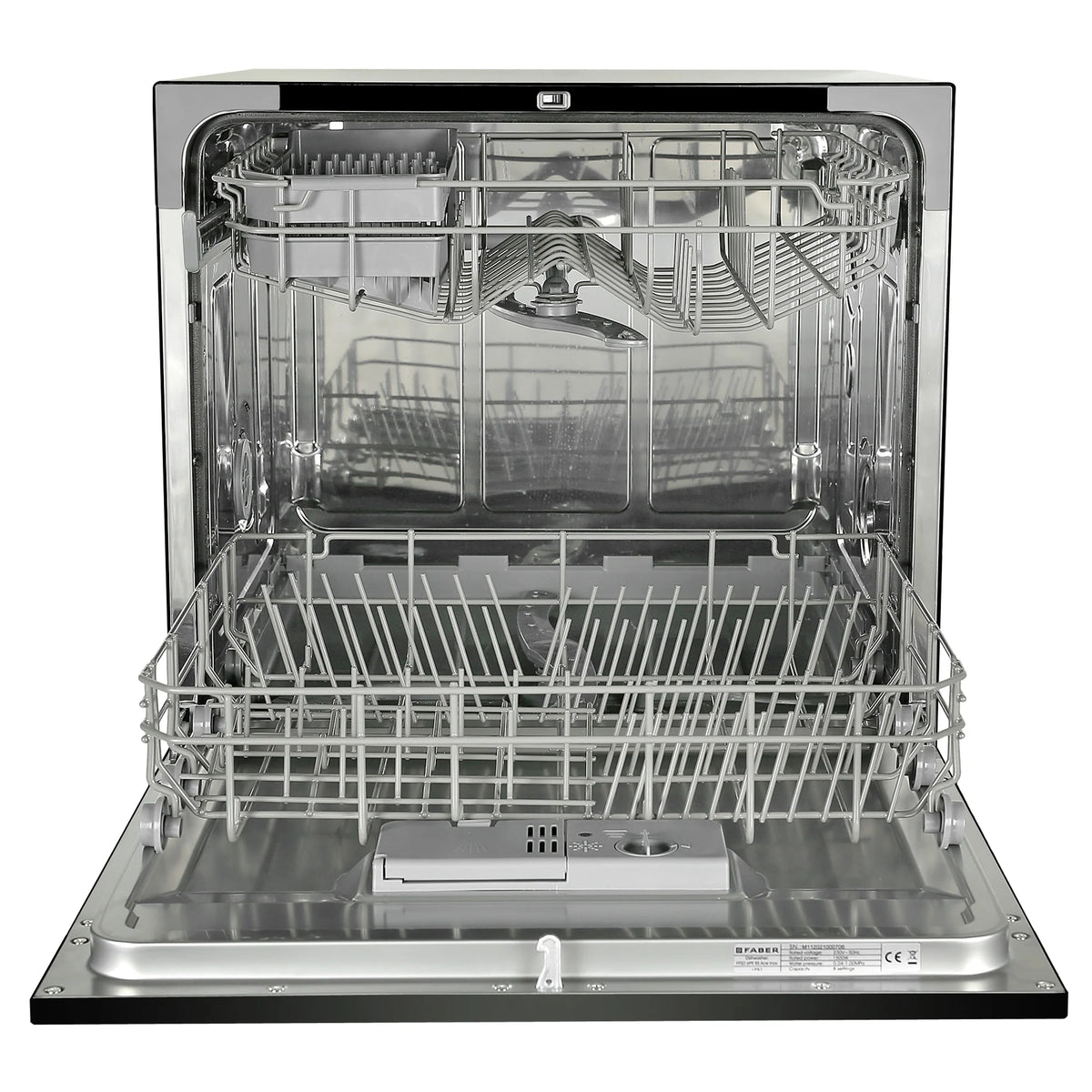 Faber FFSD 6PR 8S Ace Black Dishwasher – 8 Place Settings, 6 Wash Programs, Black Finish, Half Load, LED Display-6