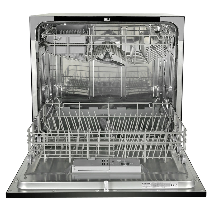 Faber FFSD 6PR 8S Ace Black Dishwasher – 8 Place Settings, 6 Wash Programs, Black Finish, Half Load, LED Display-6