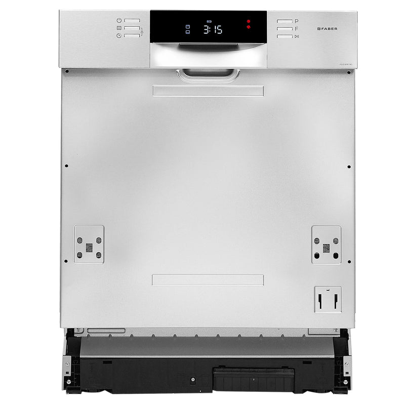 Faber FSID 8PR 14S Semi-Integrated Built-in Dishwasher – 14 Place Settings, 8 Wash Programs, Stainless Steel Finish, LED Display-14