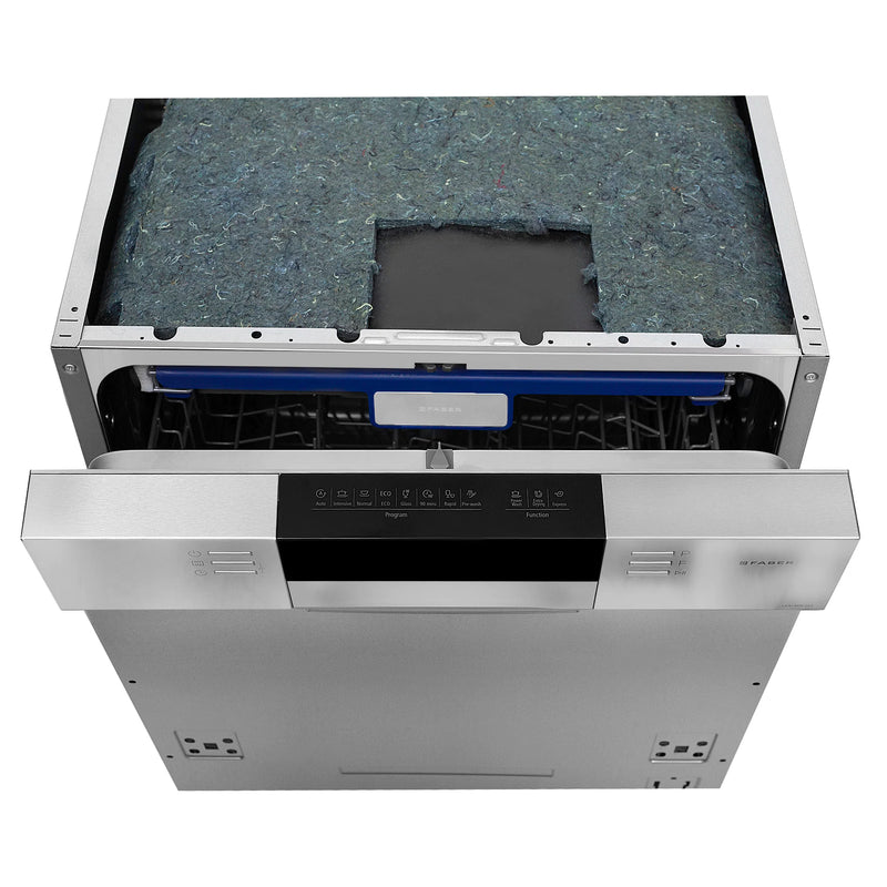 Faber FSID 8PR 14S Semi-Integrated Built-in Dishwasher – 14 Place Settings, 8 Wash Programs, Stainless Steel Finish, LED Display-16