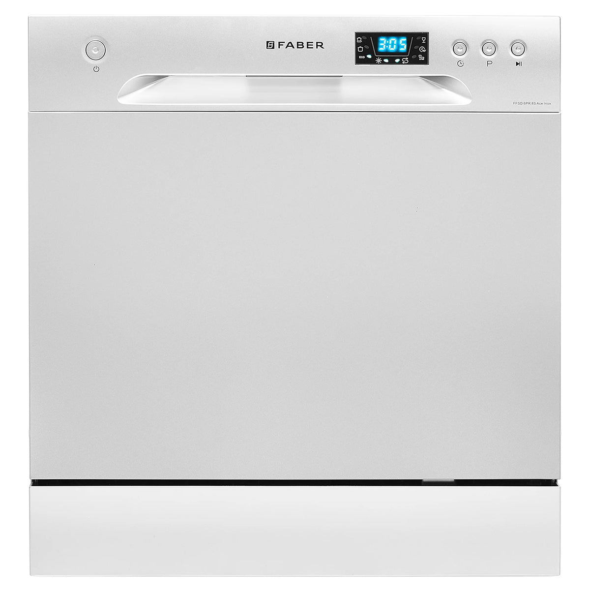 Faber FFSD 6PR 8S Ace Inox Dishwasher – 8 Place Settings, 6 Wash Programs, Stainless Steel (Inox) Finish, Half Load, LED Display-1