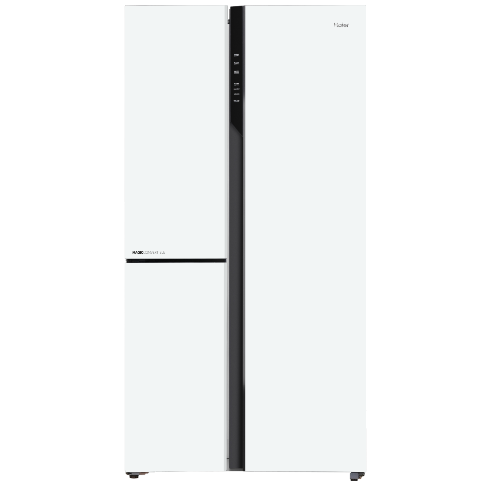 Haier 598L 3 Star Pearl White Glass 3 Door Smart Convertible Side-by-Side Refrigerator | HRT-683PWGU1