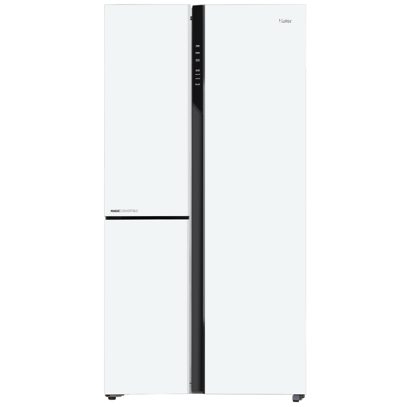 Haier 598L 3 Star Pearl White Glass 3 Door Smart Convertible Side-by-Side Refrigerator | HRT-683PWGU1-1