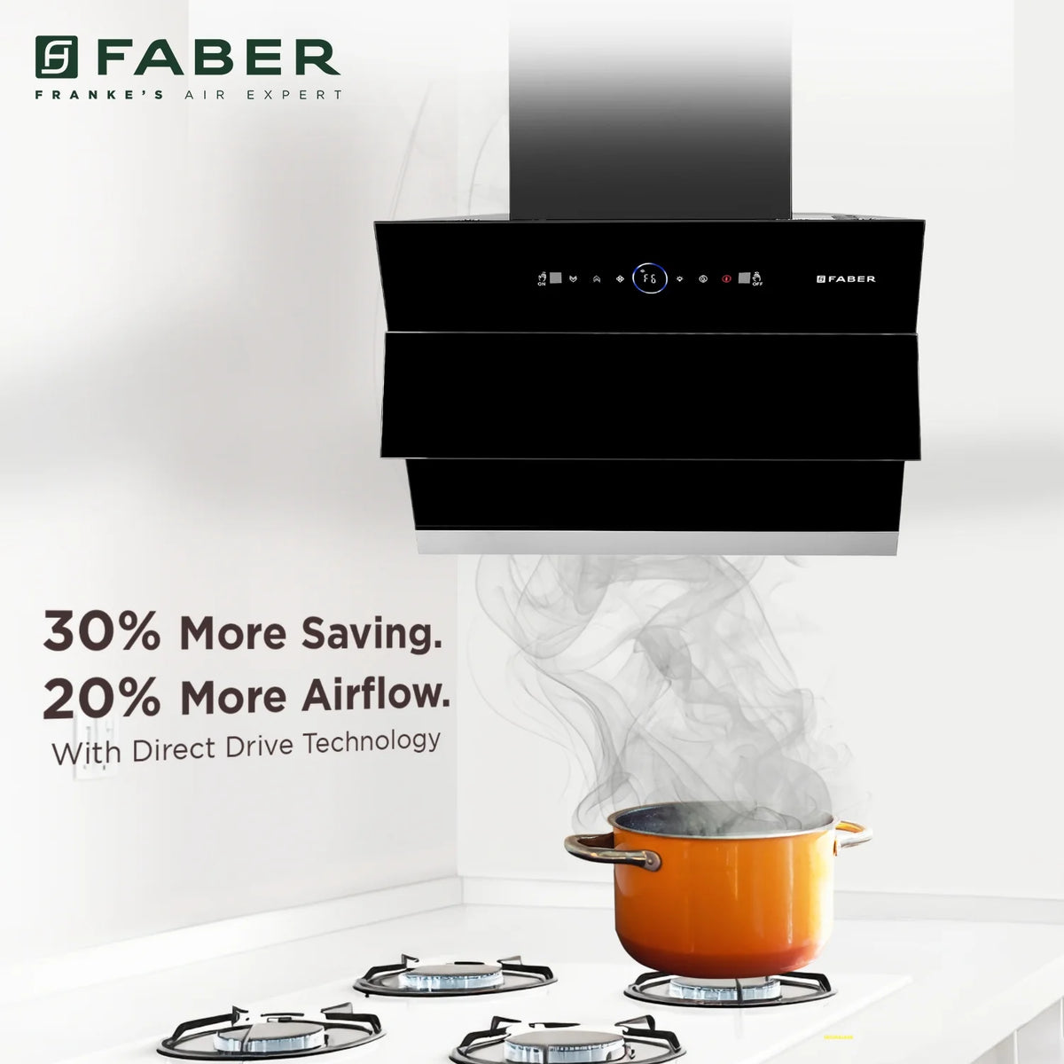 Faber Comet BLDC FL HC BK  Wall-Mounted Chimney – 1500 m³/hr Suction, BLDC Motor, Auto-Clean & Gesture Control-14