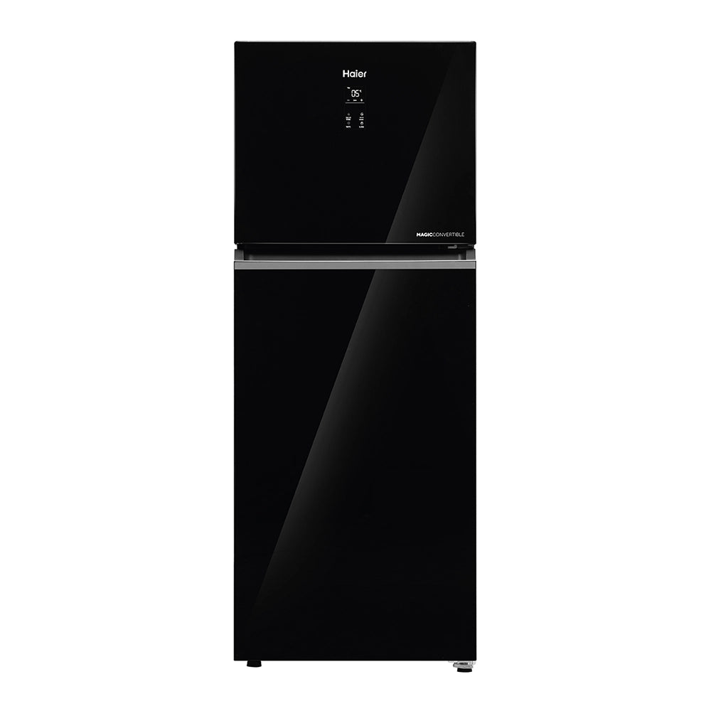 Haier 328L 2 Star Black Glass Double Door Refrigerator  (HRF-3782PLKGA-P)