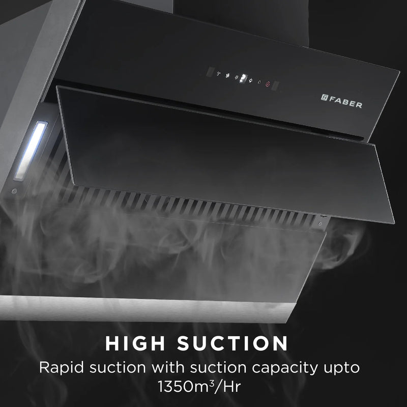 Faber Zenith FL SC AC BK 75 cm Wall-Mounted Chimney – 1350 m³/hr Suction, Filterless Auto-Clean & Gesture/Touch Control-7