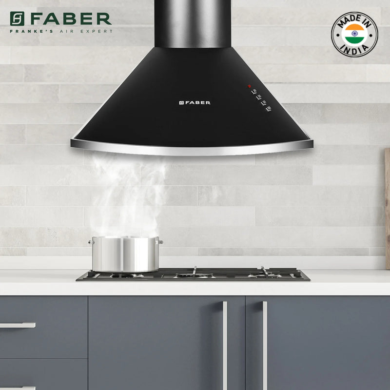 Faber Class Pro PB BK LTW 60 cm Wall-Mounted Chimney – 1000 m³/hr Suction, Push Button Control & LED Lighting-2