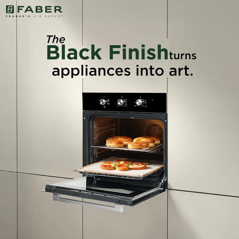 Faber FBIO 80L 5F BK Built-in Oven – 80L Black Glass, 5 Cooking Functions, Pull Knob Control, Convection Cooking, Energy Efficient-10