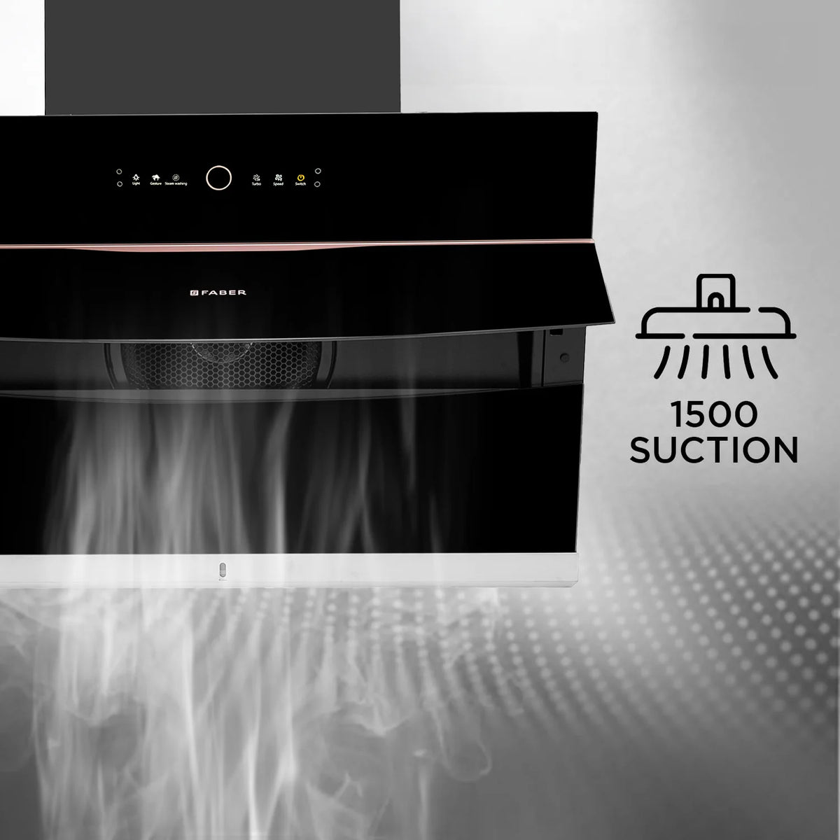 Faber Bolt FL SW SC BK 90 cm Wall-Mounted Chimney – 1500 m³/hr Suction, Steam Auto-Clean, Gesture & Touch Control-11